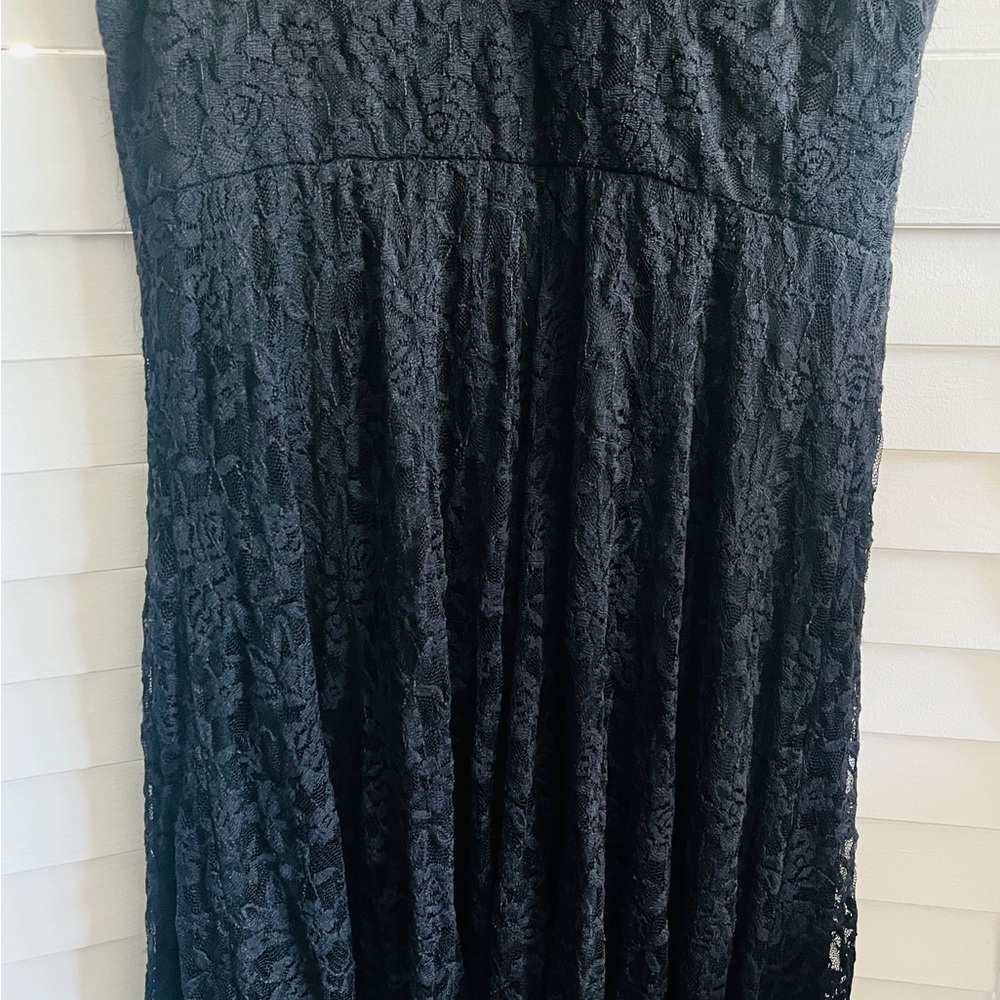 LOVE SQUARED Plus Size Dress 1X A-Line Black Floral Lace Sleeveless Knee Length - Picture 2 of 8